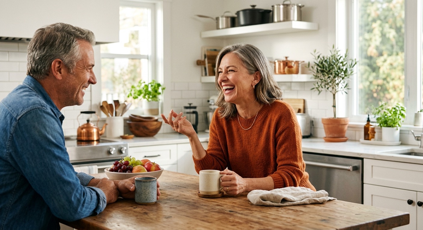 Woman joyful in kitchen